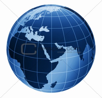 3d globe in blue