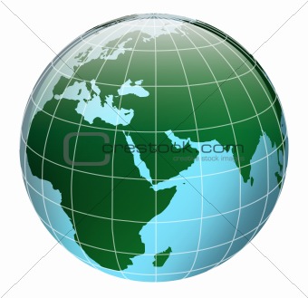 3d globe in blue and green