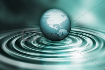 Globe on water ripples