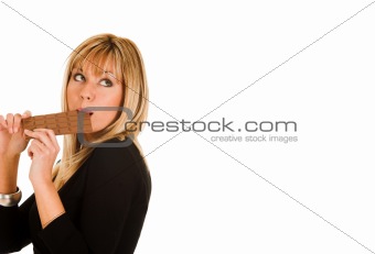 young girl eating chocolate