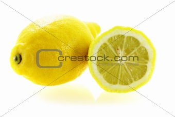 fresh ripe lemon with a slice
