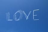 Skywriting the word Love on a clear day
