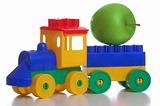toy plastic train, white background
