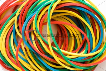 Multi-coloured elastic bands