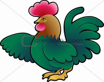 Cute Rooster Farm Animal Vector Illustration