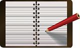 Pencil writing in diary vector illustration