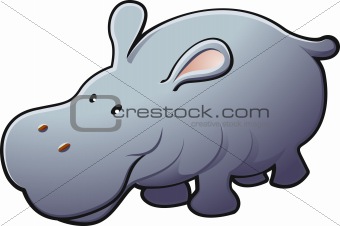 Cute Friendly Hippo Vector Illustration