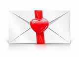 Valentine's day greeting letter with red love heart