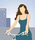female in her bicycle