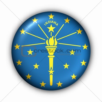 Round Button USA State Flag of Indiana