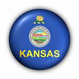 Round Button USA State Flag of Kansas