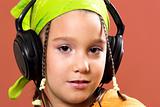 child listening music