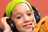 child listening music