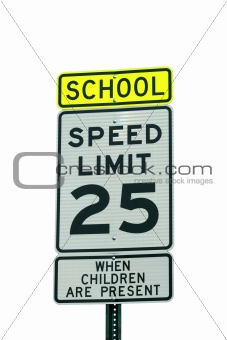 School and 25 mph sign
