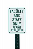 School faculty parking sign