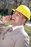 A businessman calling by mobile phone