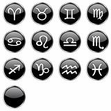 Web zodiac icon set  (13 black buttons)