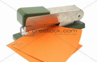 stapler at work on white background