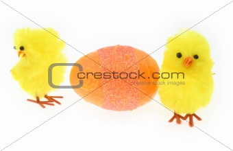 toy chickens with decorated eggs