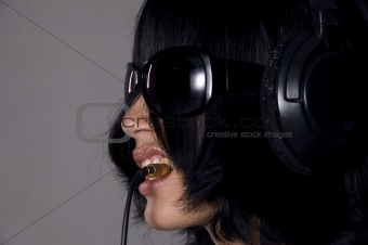 Electronic headphones girl