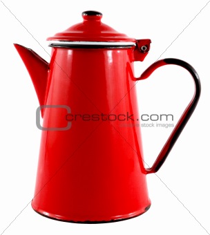 Red Enamel Tea Coffee Pot