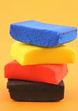 pile of colorful plasticine blocks