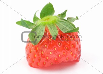 strawberry bite with a stalk