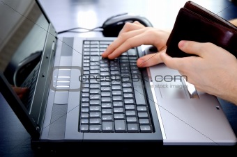 Online payment: paying with wallet in hand