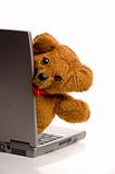 Teddy bear and laptop computer
