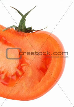 juicy vivid tomato profile on white