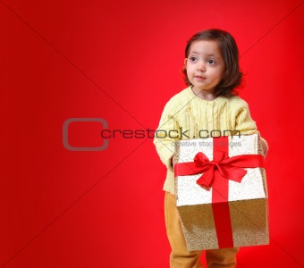 Toddler with a christmas gift