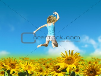 Person in Sunflower Field