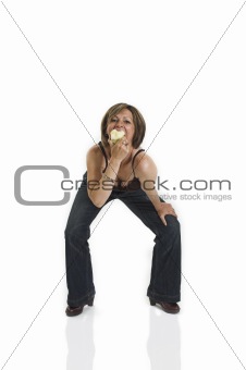 woman eating an apple 