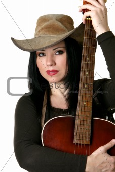 Country woman with acoustic guitar