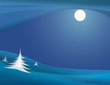 Abstract Moonlit Winter Night Illustration
