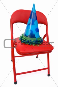 red chair on white isolated background