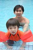 Man & boy in the pool