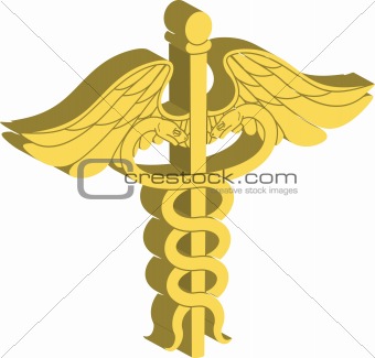 3d caduceus medical symbol