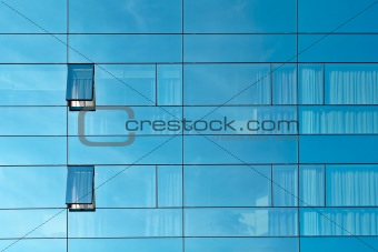 Reflection in an office building glass wall