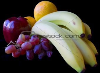Fruit on black background