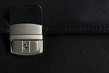 Leather briefcase buckle in detail