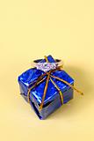 Wedding Ring and Blue Gift Box