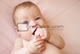 Baby Girl With Foot in her Mouth