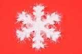 White Snowflake on Red Background