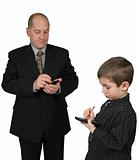 Man and Boy Using PDA