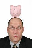 Business Man with Piggy Bank on head