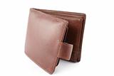 brown leather wallet on white