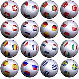 16 Soccer-Balls With Flags Of All Uefa 2008 Teams