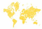Abstract yellow triangles world map
