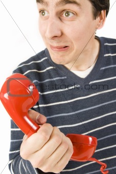 red telephone receiver